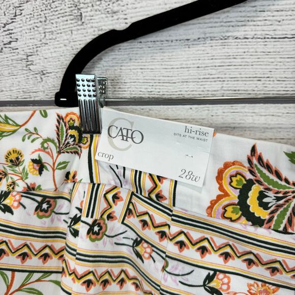 Cato Plus Size Colorful Floral Printed High Rise Cropped Pants Size 28W - Picture 7 of 9